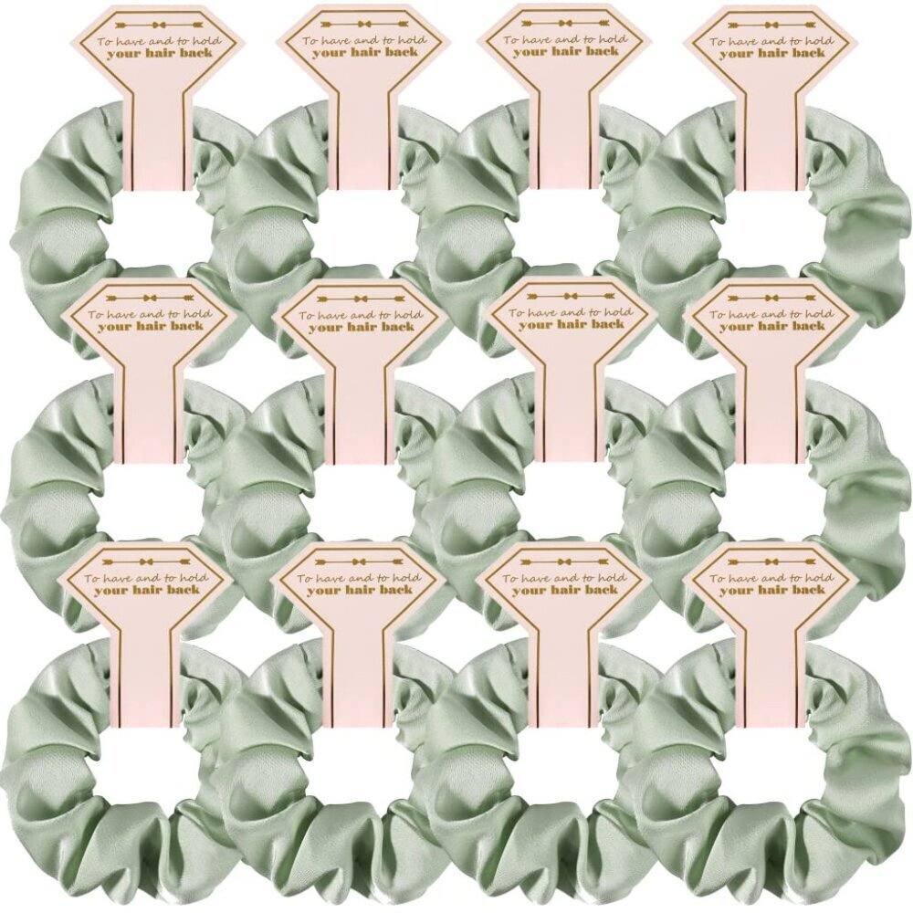 New Smooth linen Satin Bridesmaid Scrunchies 12 pack Proposal Gifts Elastics Hai